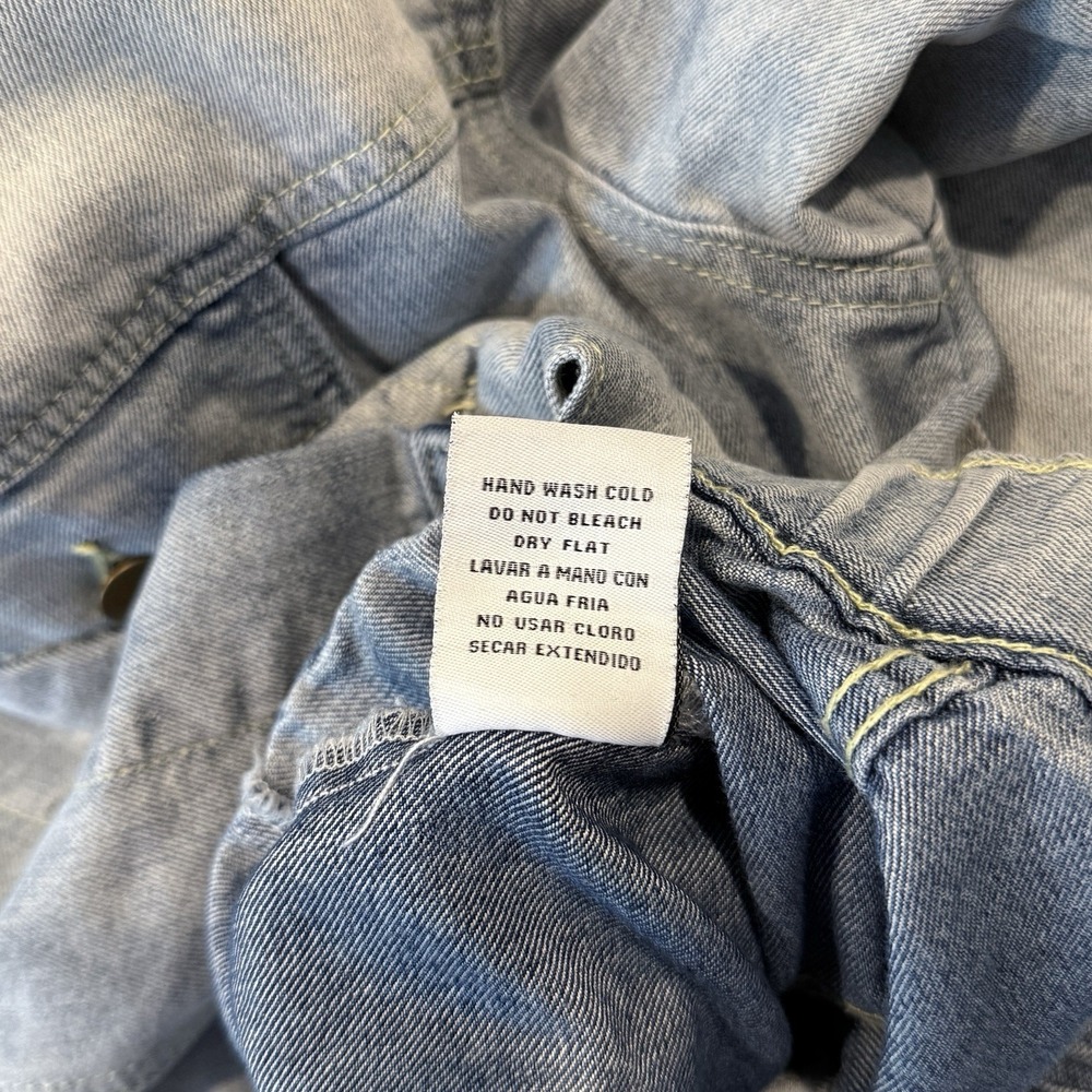 Light Wash Denim Hooded Jean Jacket Women's Large Button Front Casual - Picture 10 of 13